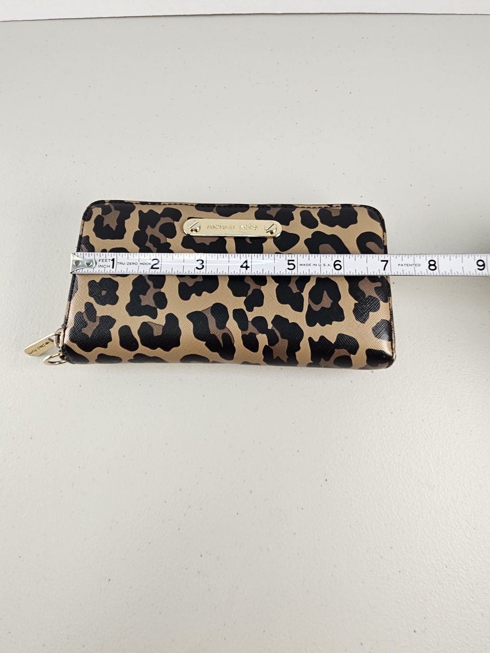 Michael Kors Leopard Zip Wallet in Tan and Black - Picture 4 of 15